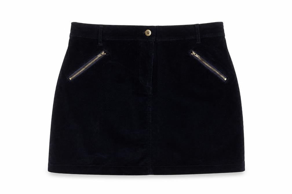NEXT Womens Blue Cotton A-Line Skirt Size 14 Zip - Zip Pockets