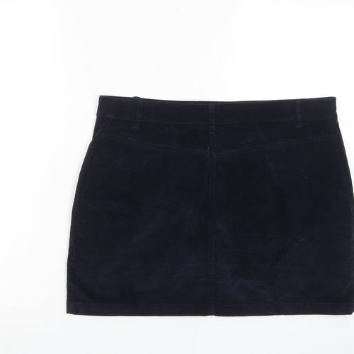 NEXT Womens Blue Cotton A-Line Skirt Size 14 Zip - Zip Pockets