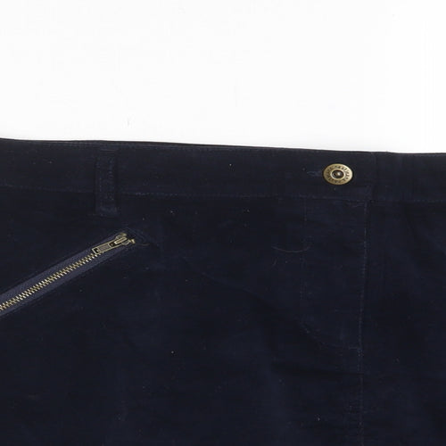 NEXT Womens Blue Cotton A-Line Skirt Size 14 Zip - Zip Pockets