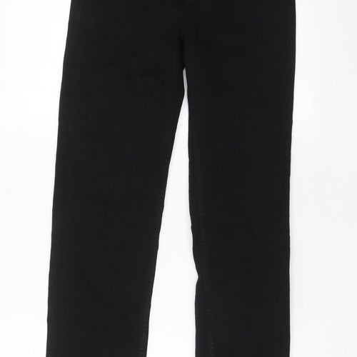 Marks and Spencer Womens Black Cotton Straight Jeans Size 10 L29 in Regular Zip - Pockets