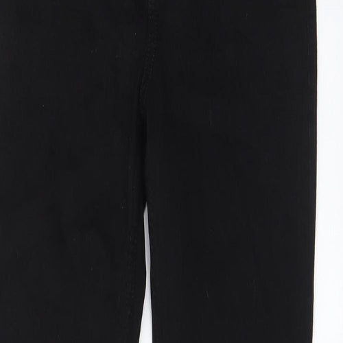 Marks and Spencer Womens Black Cotton Straight Jeans Size 10 L29 in Regular Zip - Pockets