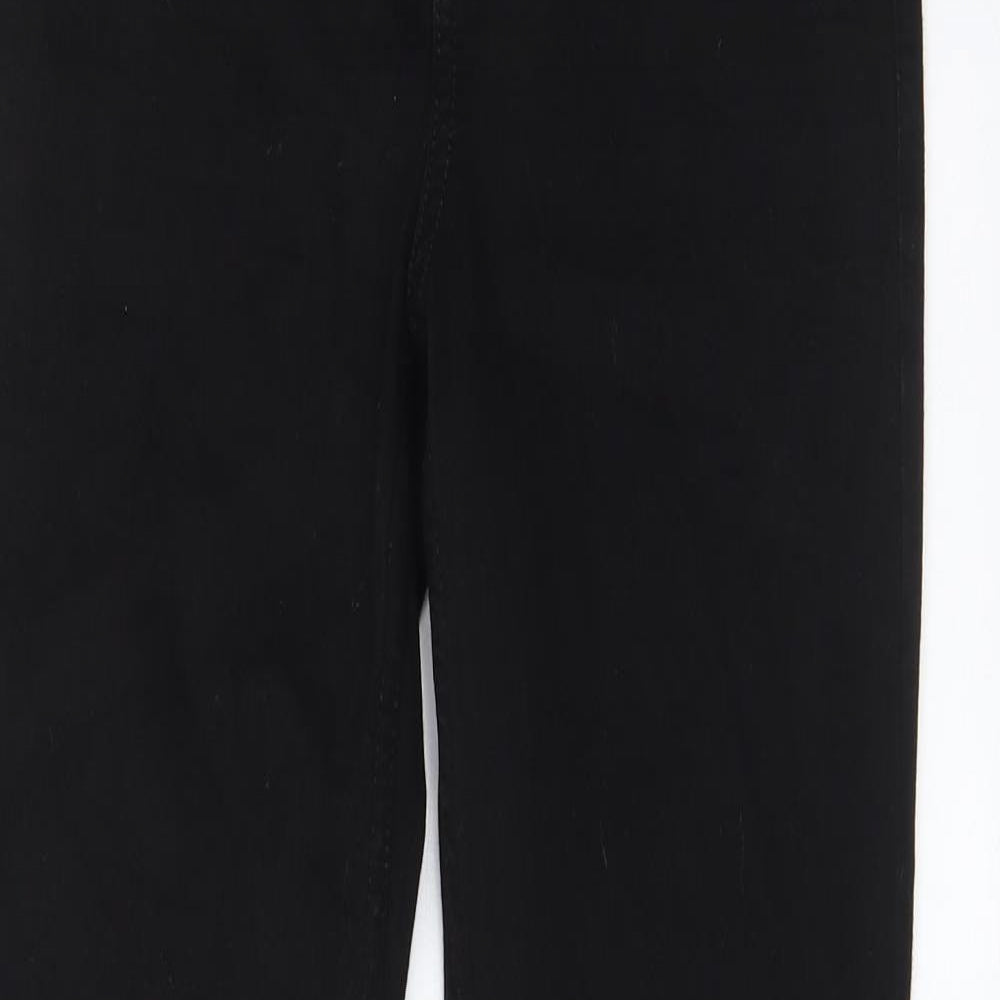 Marks and Spencer Womens Black Cotton Straight Jeans Size 10 L29 in Regular Zip - Pockets