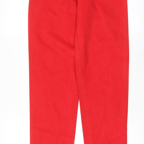 Flag Jeans Womens Red Cotton Trousers Size 6 L31 in Regular Zip - Pockets