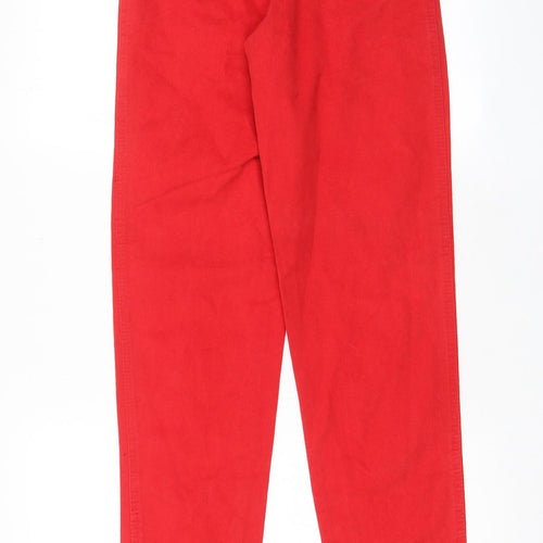 Flag Jeans Womens Red Cotton Trousers Size 6 L31 in Regular Zip - Pockets