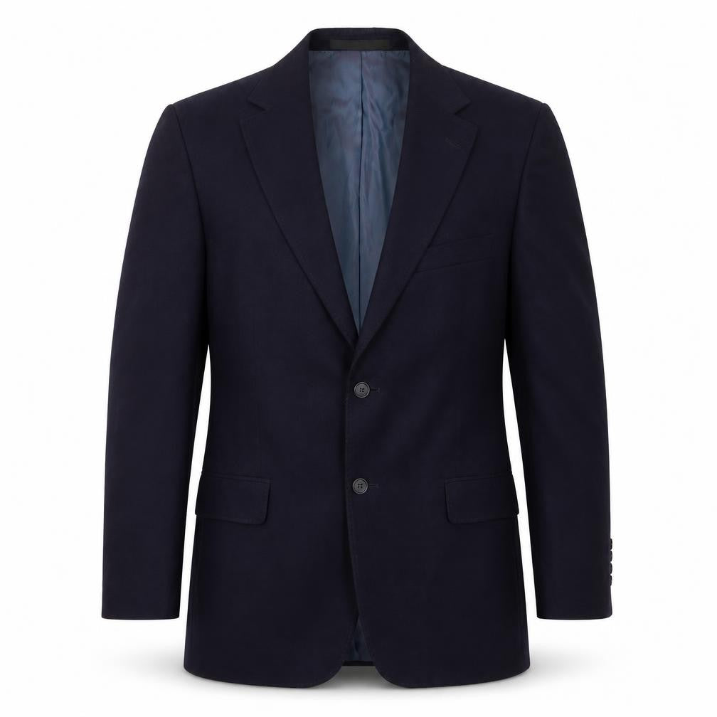 Front view of Marks & Spencer men’s blue polyester jacket suit jacket, size 38, regular