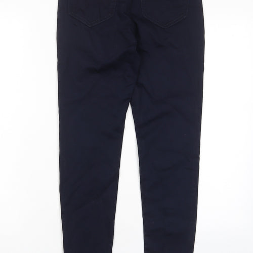 Marks and Spencer Womens Blue Cotton Skinny Jeans Size 8 L28 in Regular Zip - Pockets