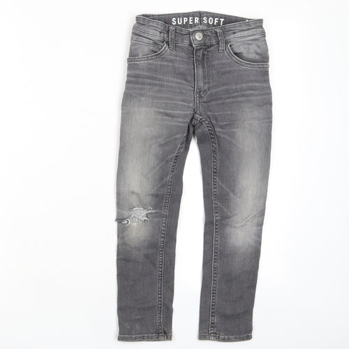 H&M Boys Gold Cotton Skinny Jeans Size 5 Years Regular Zip - Distressed