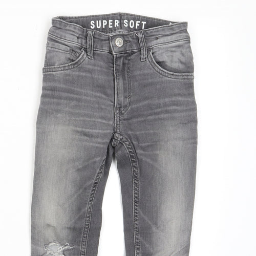 H&M Boys Gold Cotton Skinny Jeans Size 5 Years Regular Zip - Distressed