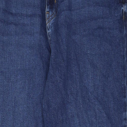 Marks and Spencer Womens Blue Cotton Mom Jeans Size 16 L26 in Regular Zip - Pockets
