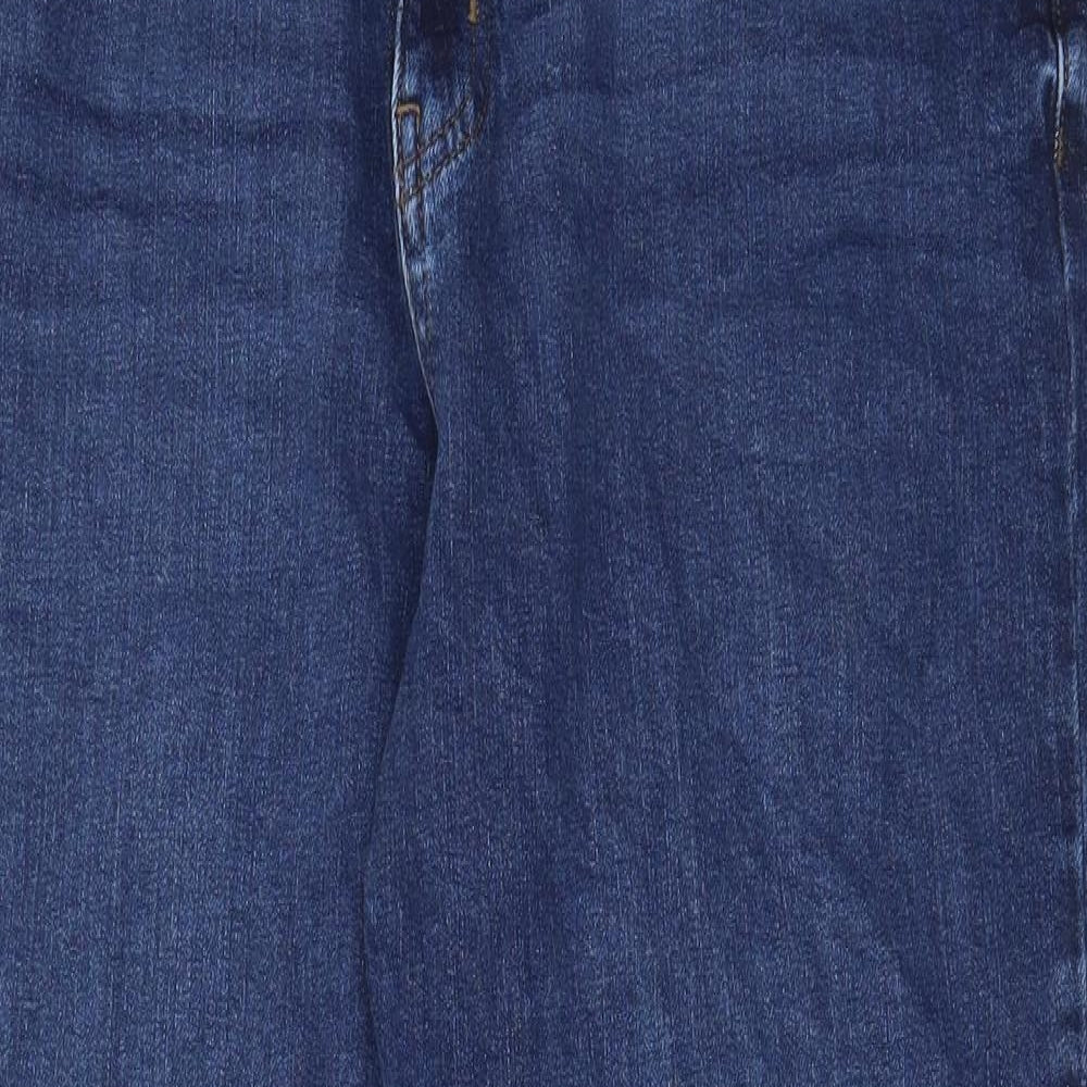 Marks and Spencer Womens Blue Cotton Mom Jeans Size 16 L26 in Regular Zip - Pockets