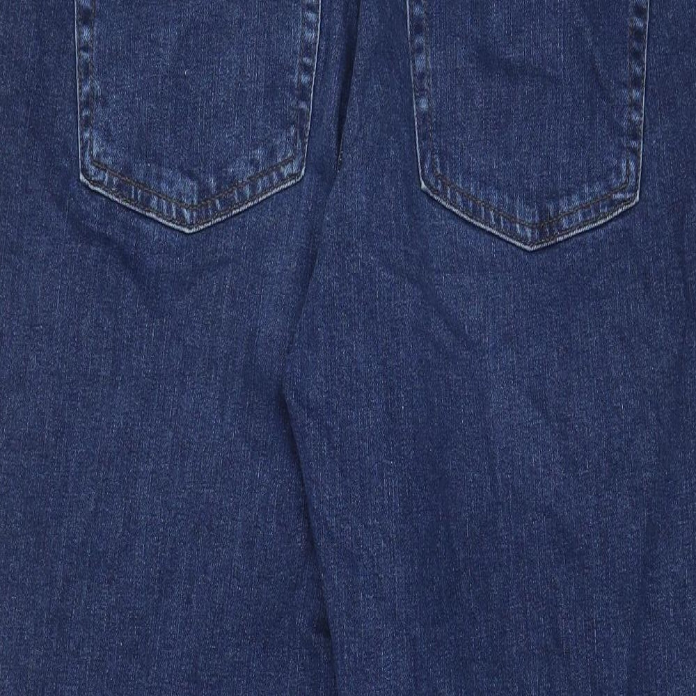 Marks and Spencer Womens Blue Cotton Mom Jeans Size 16 L26 in Regular Zip - Pockets