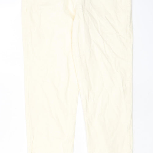River Island Womens Ivory Cotton Mom Jeans Size 10 L30 in Regular Zip - Pockets