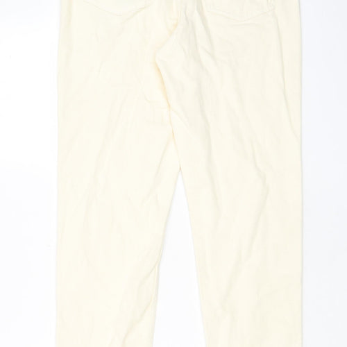 River Island Womens Ivory Cotton Mom Jeans Size 10 L30 in Regular Zip - Pockets