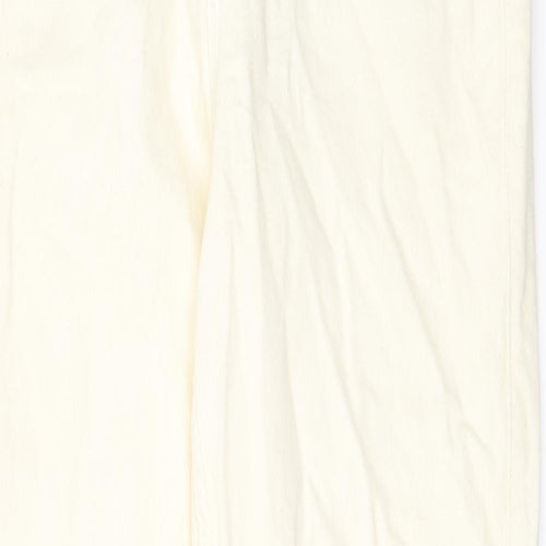 River Island Womens Ivory Cotton Mom Jeans Size 10 L30 in Regular Zip - Pockets