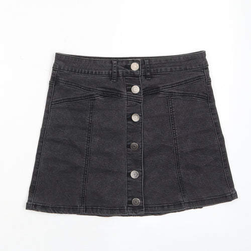 FOREVER 21 Womens Grey Cotton A-Line Skirt Size 27 in Button - Pockets