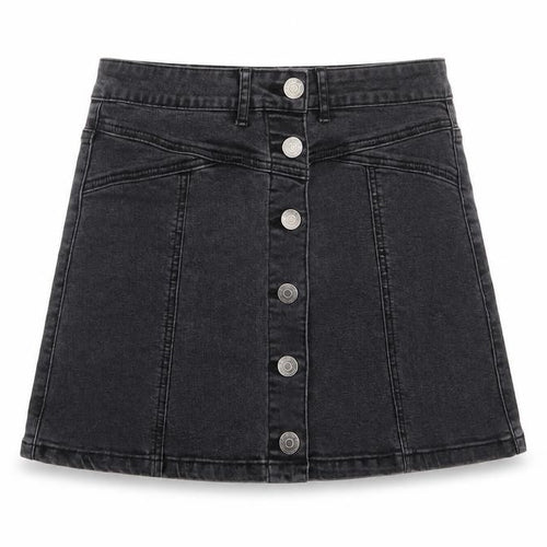 FOREVER 21 Womens Grey Cotton A-Line Skirt Size 27 in Button - Pockets