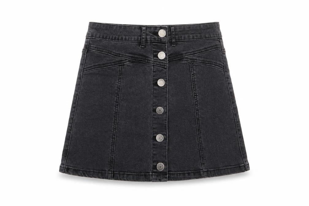 FOREVER 21 Womens Grey Cotton A-Line Skirt Size 27 in Button - Pockets