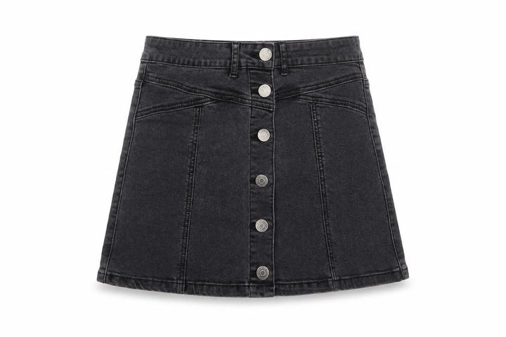 Forever 21 Womens Grey Cotton A-Line Skirt Size 27 in Button - Pockets