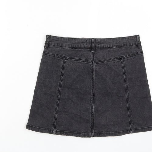 FOREVER 21 Womens Grey Cotton A-Line Skirt Size 27 in Button - Pockets
