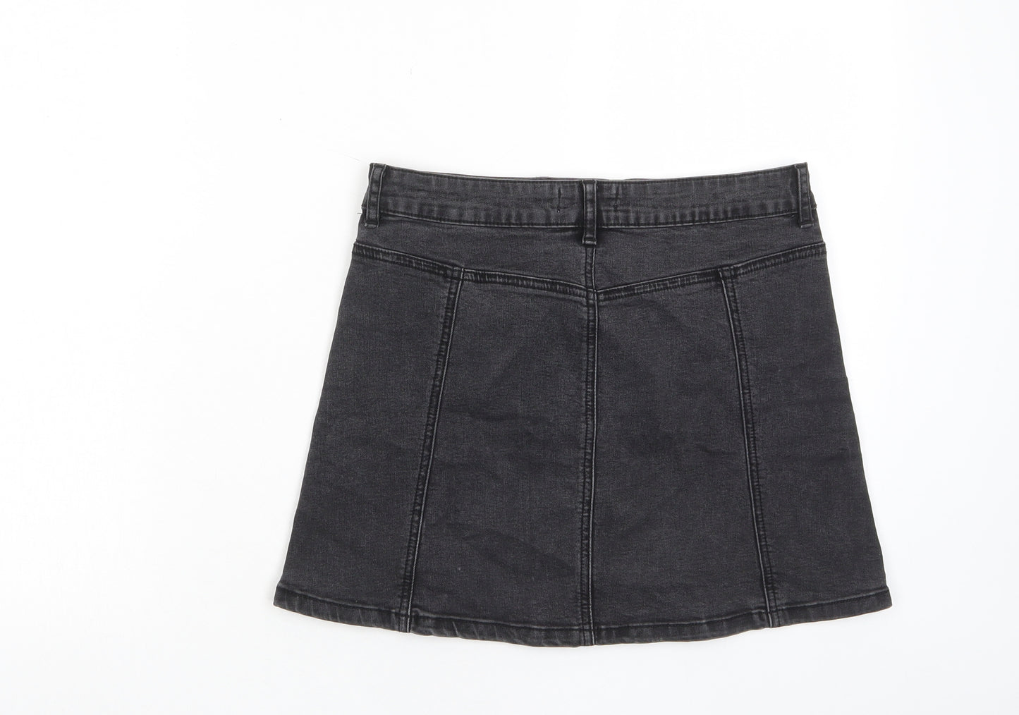 FOREVER 21 Womens Grey Cotton A-Line Skirt Size 27 in Button - Pockets