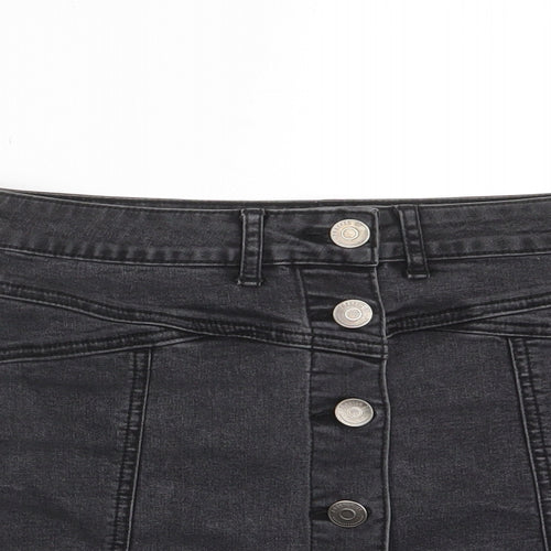 FOREVER 21 Womens Grey Cotton A-Line Skirt Size 27 in Button - Pockets