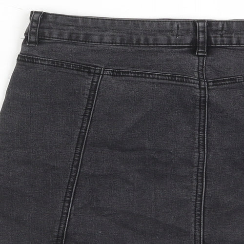 FOREVER 21 Womens Grey Cotton A-Line Skirt Size 27 in Button - Pockets