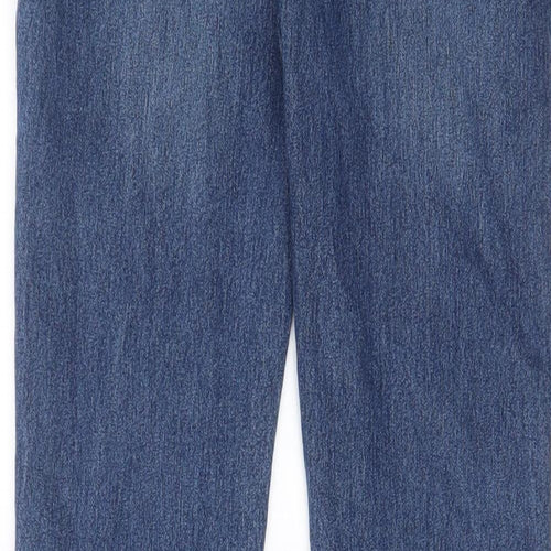 Denim & Co. Boys Blue Cotton Straight Jeans Size 12-13 Years L27 in Regular Drawstring - Pockets