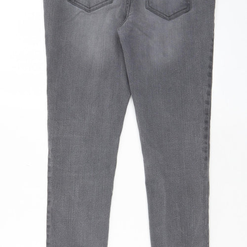 Avenue Womens Grey Cotton Skinny Jeans Size 12 L29 in Regular Zip - Pockets