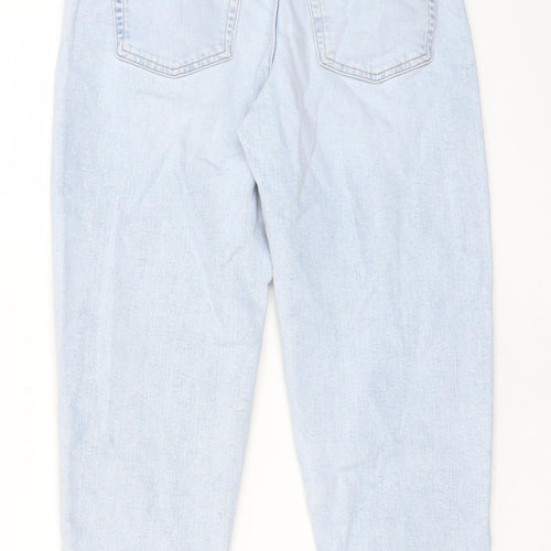 Marks and Spencer Womens Blue Cotton Mom Jeans Size 8 L25 in Regular Zip - Pockets