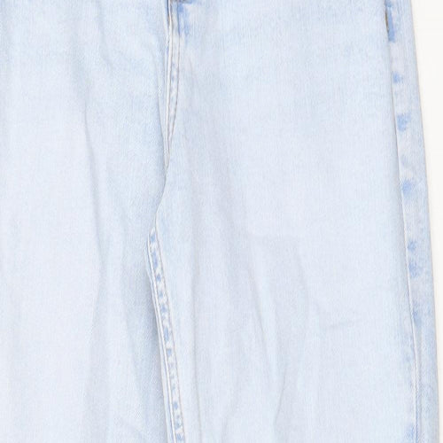 Marks and Spencer Womens Blue Cotton Mom Jeans Size 8 L25 in Regular Zip - Pockets