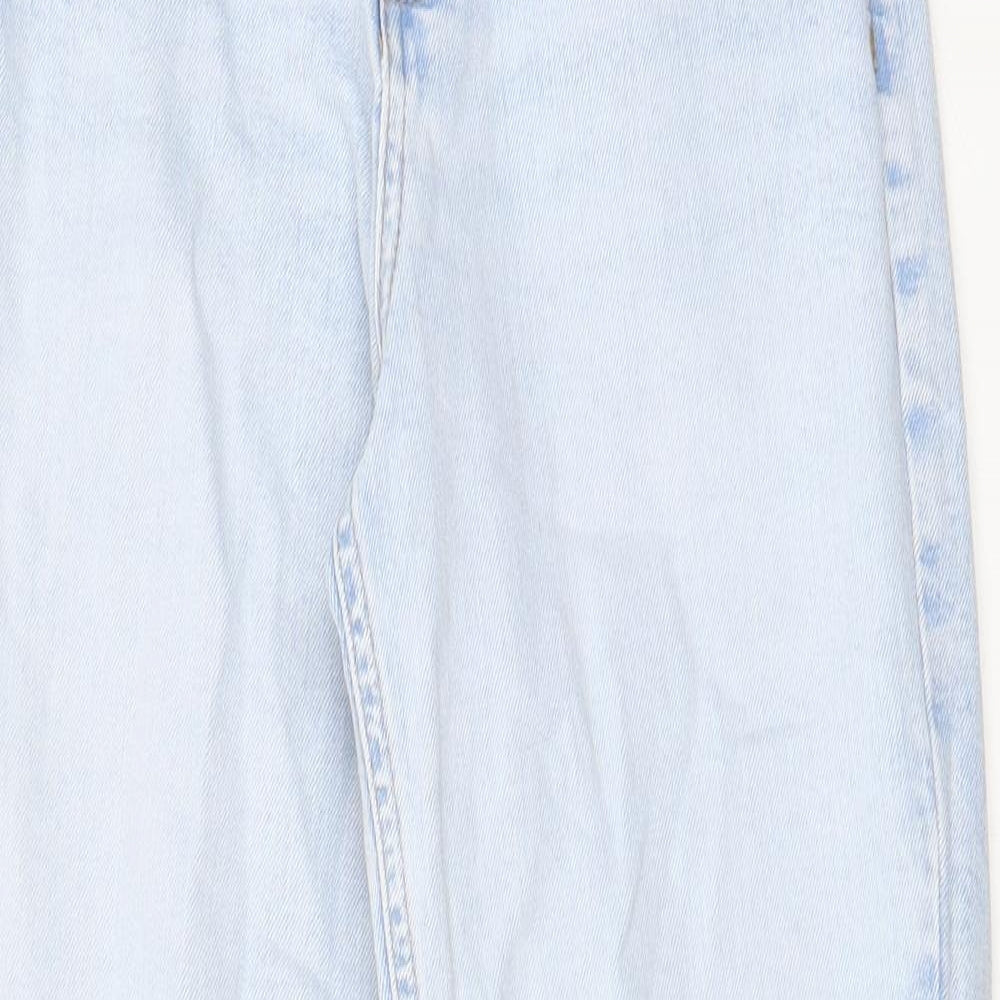Marks and Spencer Womens Blue Cotton Mom Jeans Size 8 L25 in Regular Zip - Pockets