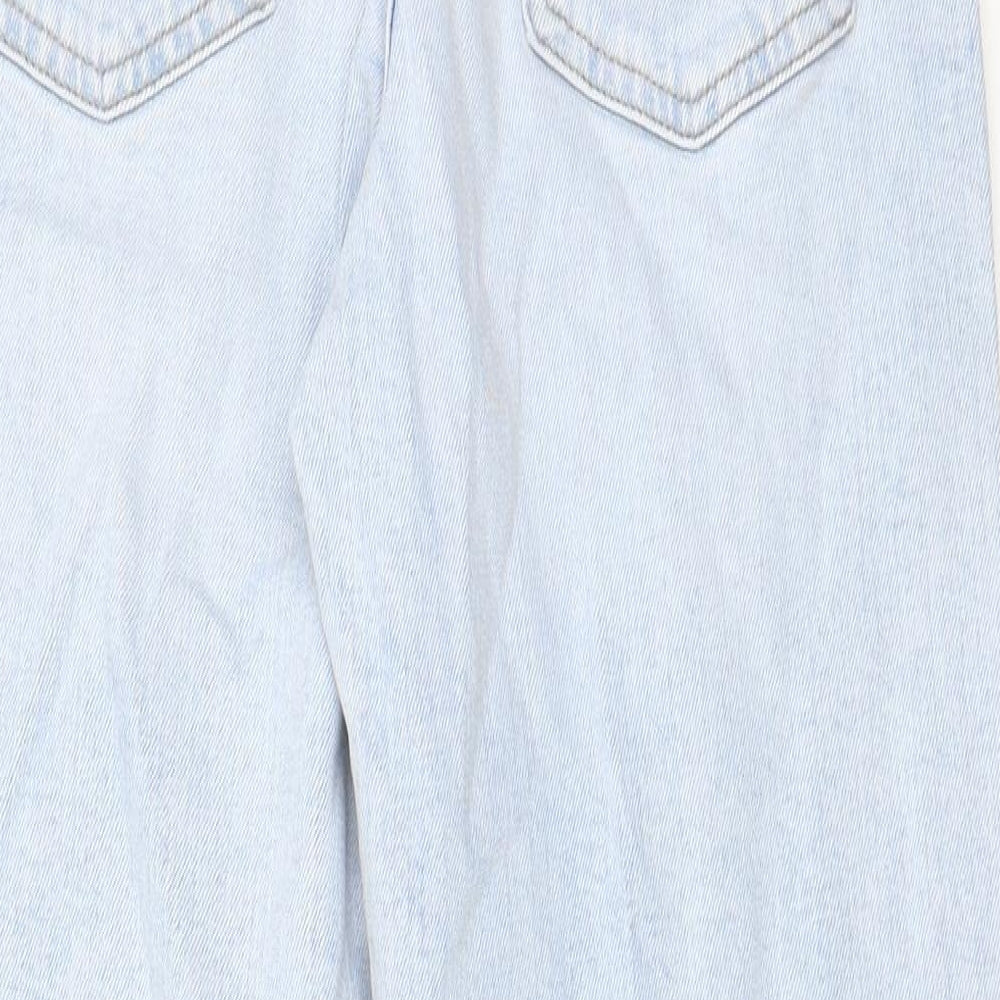 Marks and Spencer Womens Blue Cotton Mom Jeans Size 8 L25 in Regular Zip - Pockets