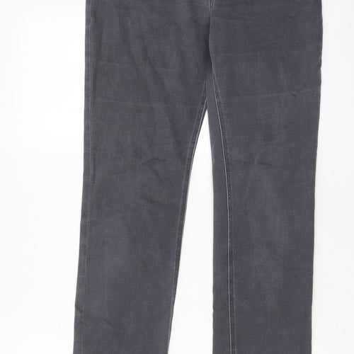 Per Una Womens Grey Cotton Straight Jeans Size 10 L33 in Regular Zip - Pockets, Studded