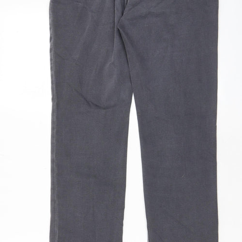 Per Una Womens Grey Cotton Straight Jeans Size 10 L33 in Regular Zip - Pockets, Studded