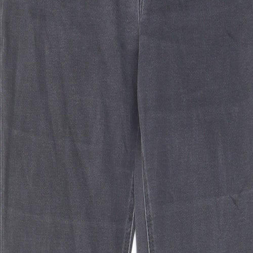 Per Una Womens Grey Cotton Straight Jeans Size 10 L33 in Regular Zip - Pockets, Studded