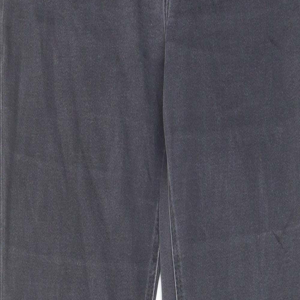 Per Una Womens Grey Cotton Straight Jeans Size 10 L33 in Regular Zip - Pockets, Studded