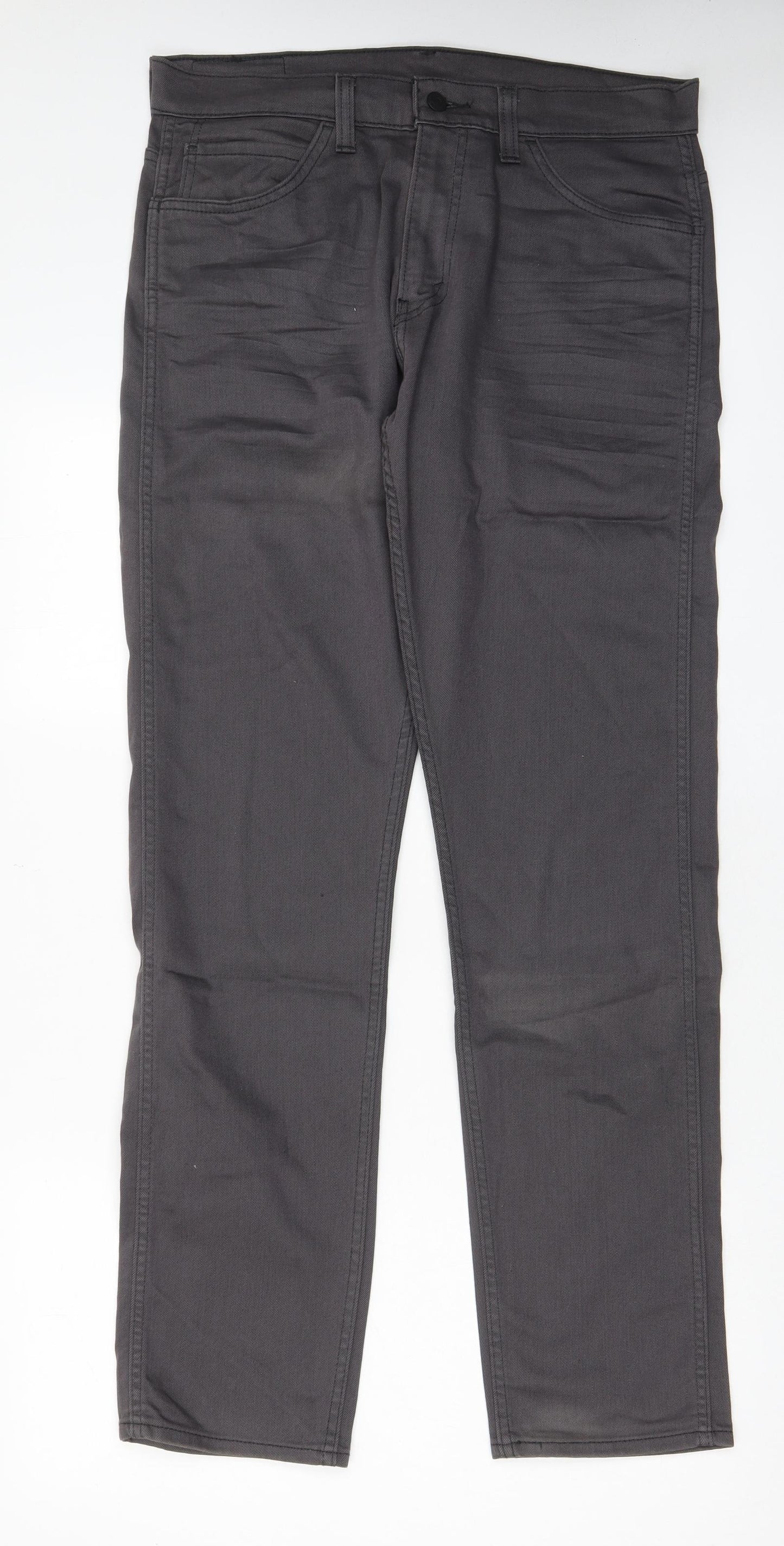 Levi's Mens Grey Cotton Straight Jeans Size 32 in L32 in Regular Zip - Pockets, Logo