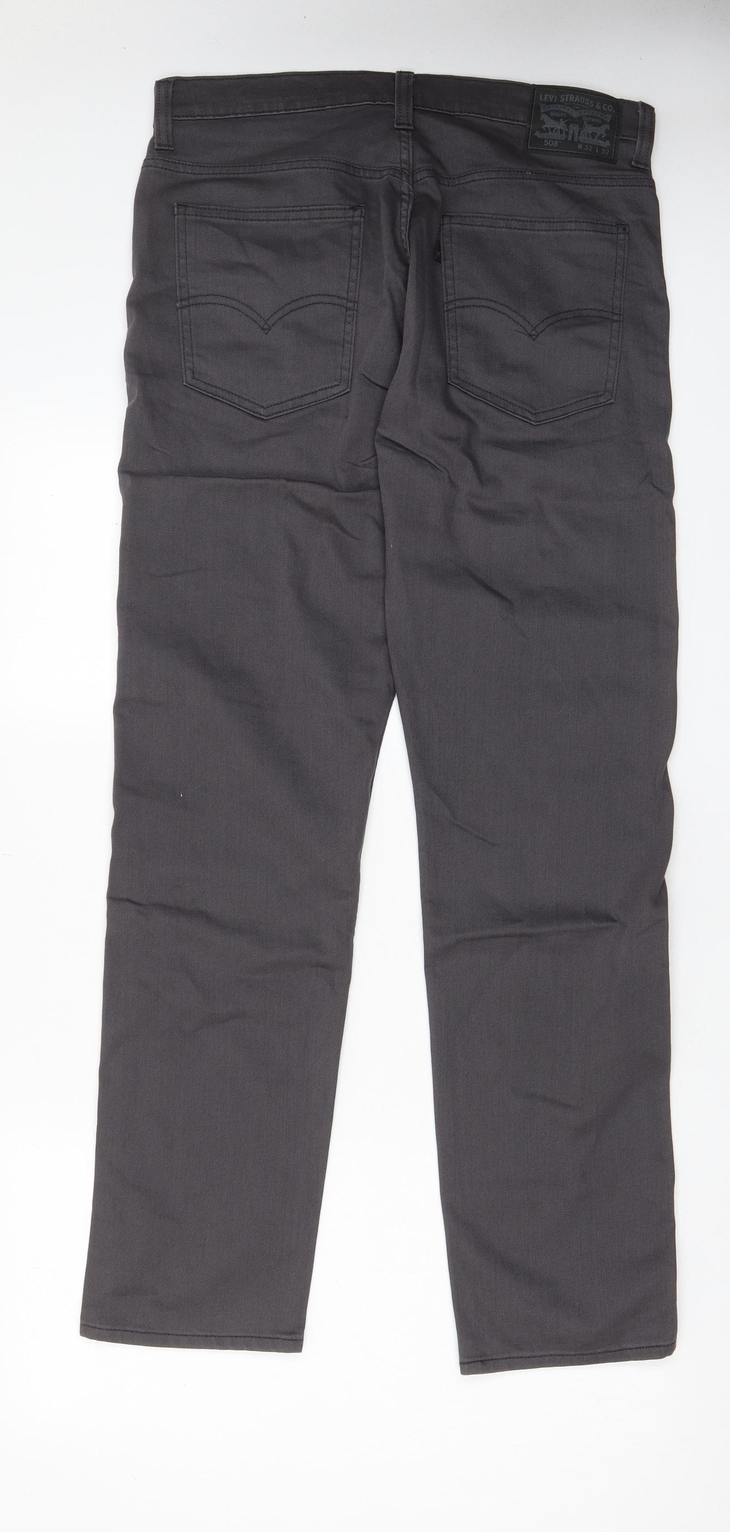 Levi's Mens Grey Cotton Straight Jeans Size 32 in L32 in Regular Zip - Pockets, Logo