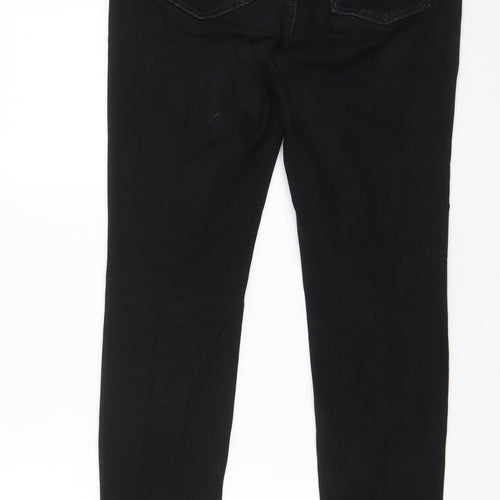 Marks and Spencer Womens Black Cotton Skinny Jeans Size 34 in L28 in Regular Zip - Pockets