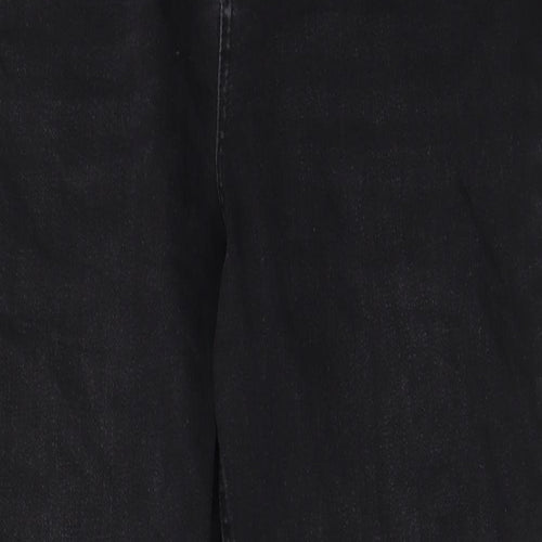Marks and Spencer Womens Black Cotton Mom Jeans Size 14 L24 in Regular Zip - Pockets