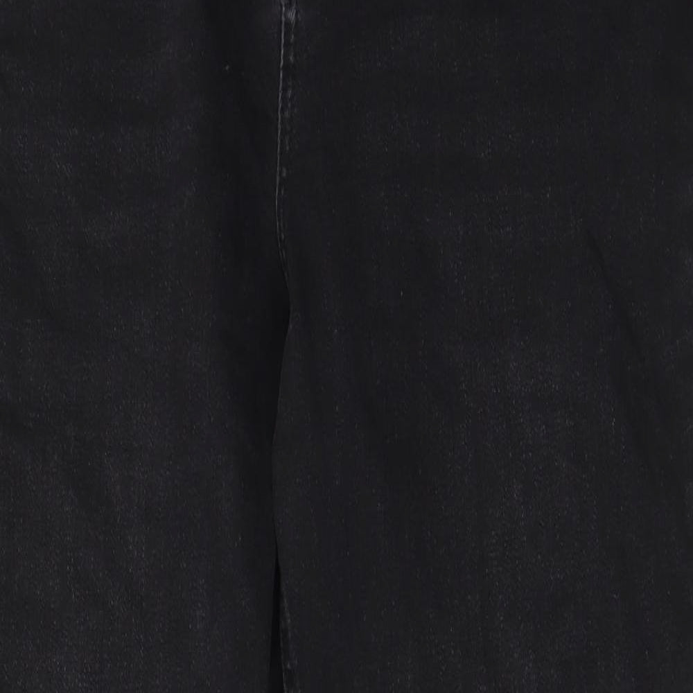 Marks and Spencer Womens Black Cotton Mom Jeans Size 14 L24 in Regular Zip - Pockets