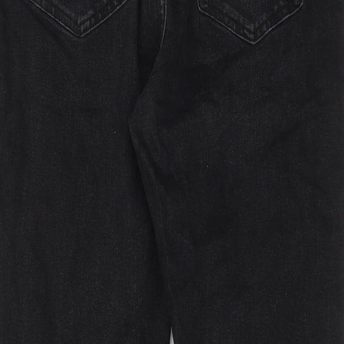 Marks and Spencer Womens Black Cotton Mom Jeans Size 14 L24 in Regular Zip - Pockets