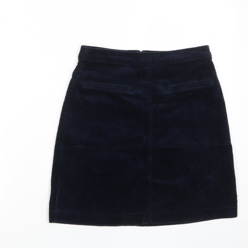 Mistral Womens Blue Cotton A-Line Skirt Size 8 Zip