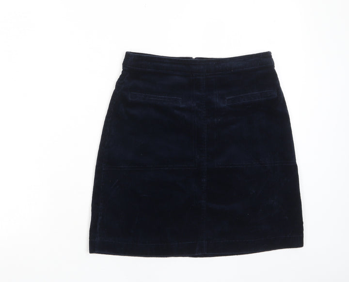 Mistral Womens Blue Cotton A-Line Skirt Size 8 Zip