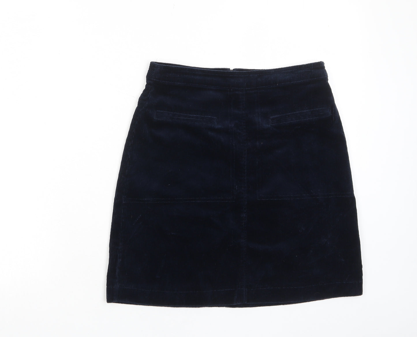 Mistral Womens Blue Cotton A-Line Skirt Size 8 Zip