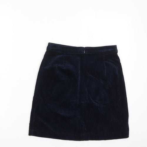 Mistral Womens Blue Cotton A-Line Skirt Size 8 Zip
