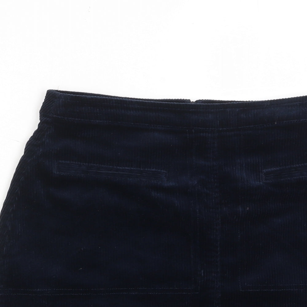 Mistral Womens Blue Cotton A-Line Skirt Size 8 Zip