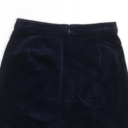 Mistral Womens Blue Cotton A-Line Skirt Size 8 Zip