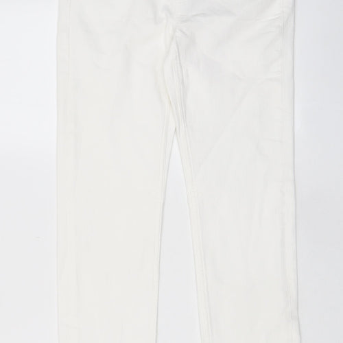 Marks and Spencer Womens White Cotton Straight Jeans Size 10 L27 in Regular Zip - Pockets