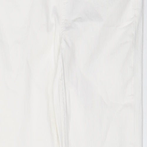 Marks and Spencer Womens White Cotton Straight Jeans Size 10 L27 in Regular Zip - Pockets